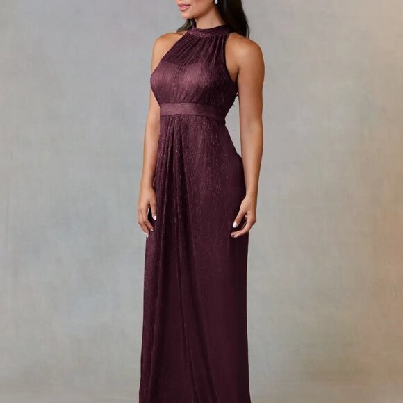 *NWT* Sz 18 Mulberry Magic – Metallic Mesh Halter Gown - Picture 1 of 2
